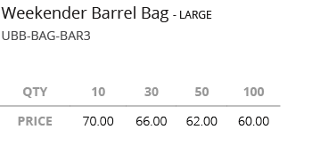  ,UBB BAG BAR3,Weekender Barrel Bag LARG
