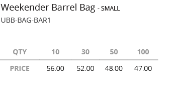  ,UBB BAG BAR1,Weekender Barrel Bag SMAL