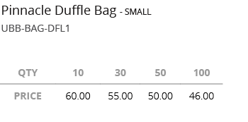  ,UBB BAG DFL1,Pinnacle Duffle Bag SMAL